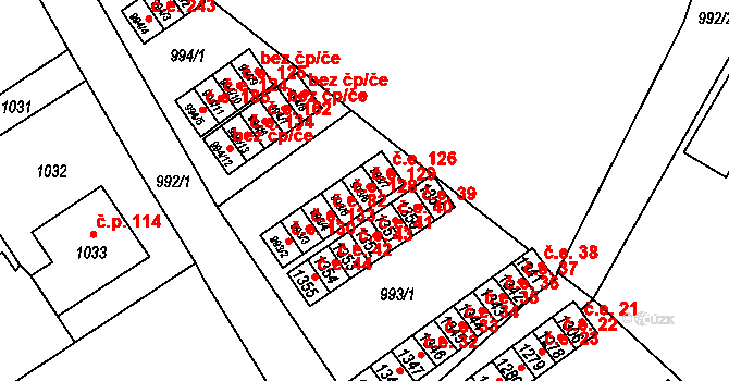 Zastávka 129 na parcele st. 993/6 v KÚ Zastávka, Katastrální mapa