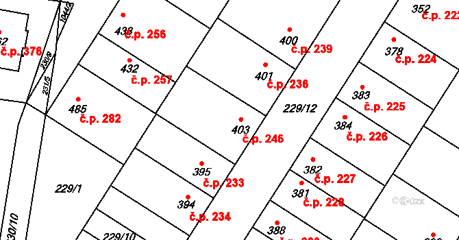 Humny 246, Pchery na parcele st. 403 v KÚ Pchery, Katastrální mapa