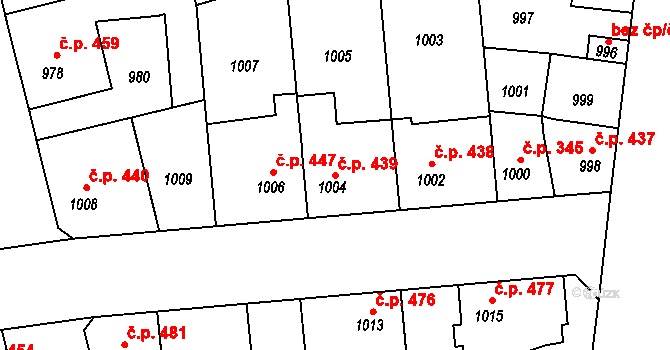 Libušín 439 na parcele st. 1004 v KÚ Libušín, Katastrální mapa