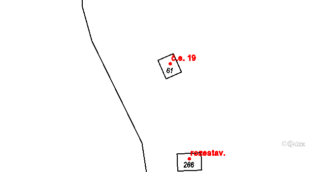 Vlčice 19, Střížovice na parcele st. 61 v KÚ Vlčice u Střížovic, Katastrální mapa