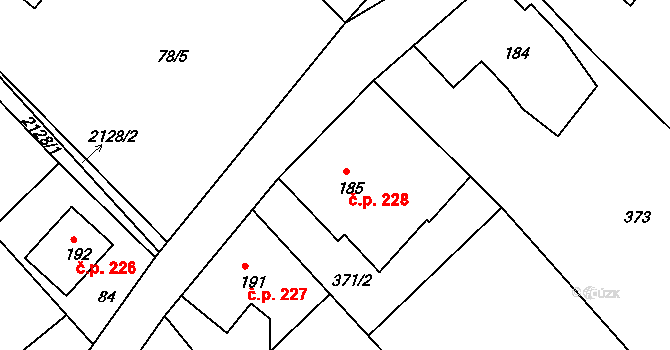 Lindava 228, Cvikov na parcele st. 185 v KÚ Lindava, Katastrální mapa
