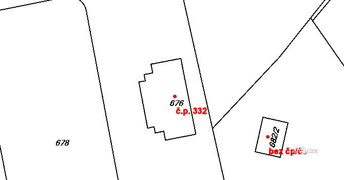 Košťálov 332 na parcele st. 676 v KÚ Košťálov, Katastrální mapa