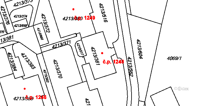 Lutyně 1248, Orlová na parcele st. 4213/361 v KÚ Horní Lutyně, Katastrální mapa