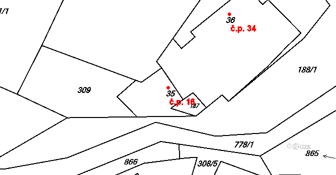 Stéblovice 16, Sobotka na parcele st. 35 v KÚ Stéblovice, Katastrální mapa