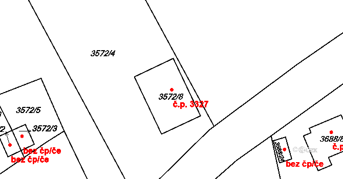 Ústí nad Labem-centrum 3327, Ústí nad Labem na parcele st. 3572/8 v KÚ Ústí nad Labem, Katastrální mapa