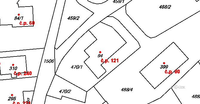 Dlouhá Třebová 121 na parcele st. 94 v KÚ Dlouhá Třebová, Katastrální mapa