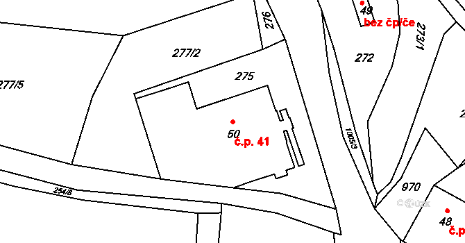 Krasíkov 41 na parcele st. 50 v KÚ Krasíkov, Katastrální mapa