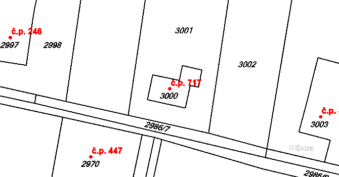Dolní Lutyně 717 na parcele st. 3000 v KÚ Dolní Lutyně, Katastrální mapa