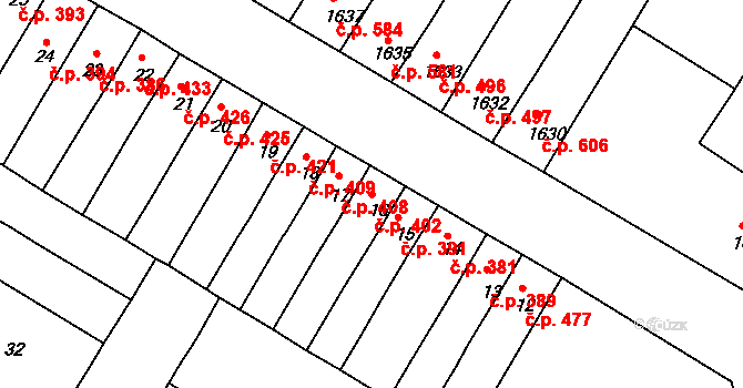 Husovice 402, Brno na parcele st. 16 v KÚ Husovice, Katastrální mapa