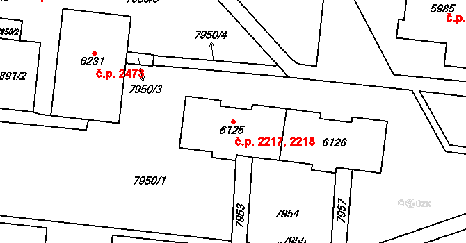 Líšeň 2217,2218, Brno na parcele st. 6125 v KÚ Líšeň, Katastrální mapa