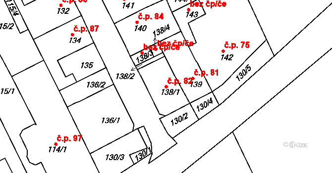 Drahůnky 82, Dubí na parcele st. 138/1 v KÚ Drahůnky, Katastrální mapa