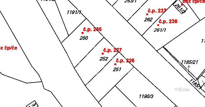 Údlice 227 na parcele st. 252 v KÚ Údlice, Katastrální mapa