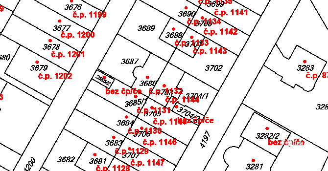 Dejvice 1144, Praha na parcele st. 3703 v KÚ Dejvice, Katastrální mapa