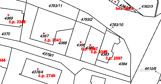 Dejvice 2347, Praha na parcele st. 4366 v KÚ Dejvice, Katastrální mapa