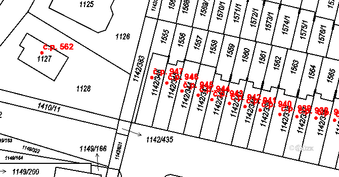 Řepy 946, Praha na parcele st. 1142/345 v KÚ Řepy, Katastrální mapa