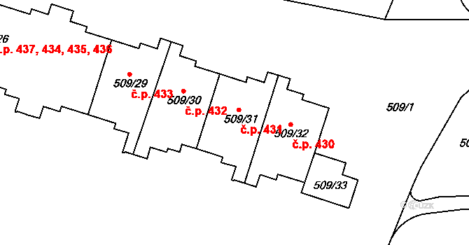 Horní Měcholupy 431, Praha na parcele st. 509/30 v KÚ Horní Měcholupy, Katastrální mapa