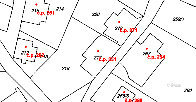 Rumburk 2-Horní Jindřichov 251, Rumburk na parcele st. 217 v KÚ Horní Jindřichov, Katastrální mapa
