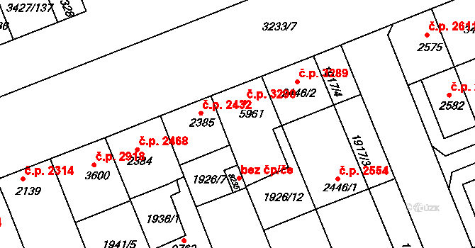 Hodonín 3290 na parcele st. 5961 v KÚ Hodonín, Katastrální mapa