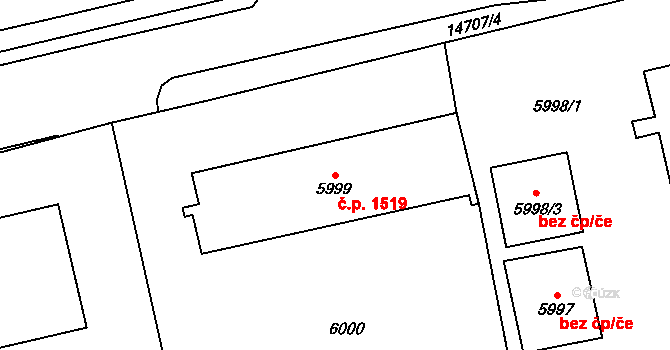 Vsetín 1519 na parcele st. 5999 v KÚ Vsetín, Katastrální mapa