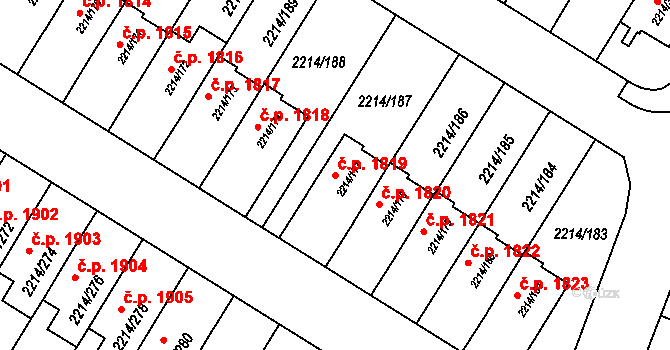 Bolevec 1819, Plzeň na parcele st. 2214/177 v KÚ Bolevec, Katastrální mapa