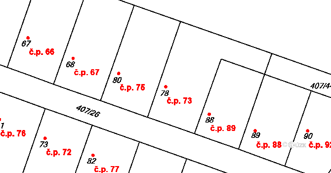 Vrbová Lhota 73 na parcele st. 78 v KÚ Vrbová Lhota, Katastrální mapa