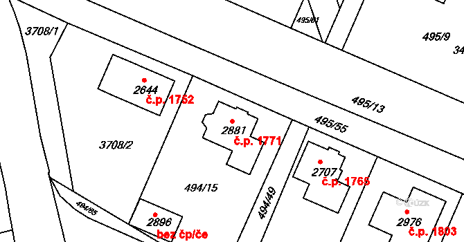 Lysá nad Labem 1771 na parcele st. 2881 v KÚ Lysá nad Labem, Katastrální mapa