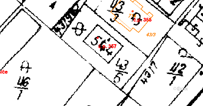 Přerov nad Labem 357 na parcele st. 544 v KÚ Přerov nad Labem, Katastrální mapa