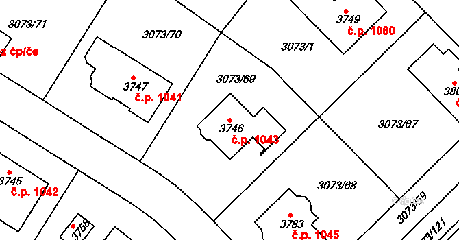 Žichlínské Předměstí 1043, Lanškroun na parcele st. 3746 v KÚ Lanškroun, Katastrální mapa