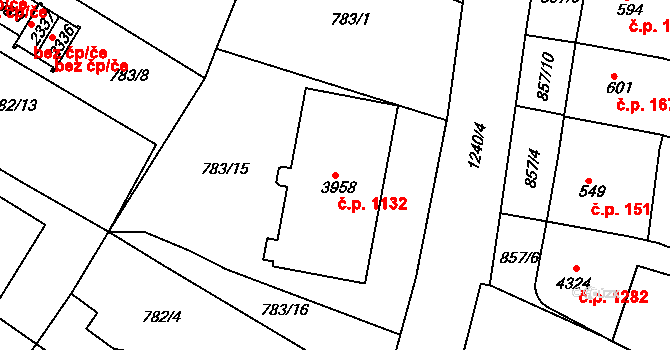 Valdické Předměstí 1132, Jičín na parcele st. 3958 v KÚ Jičín, Katastrální mapa