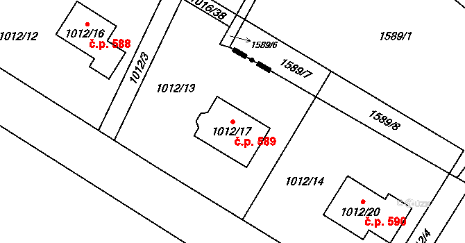 Krmelín 589 na parcele st. 1012/17 v KÚ Krmelín, Katastrální mapa