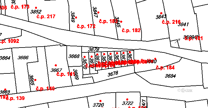 Kladno 1988 na parcele st. 3673 v KÚ Kladno, Katastrální mapa