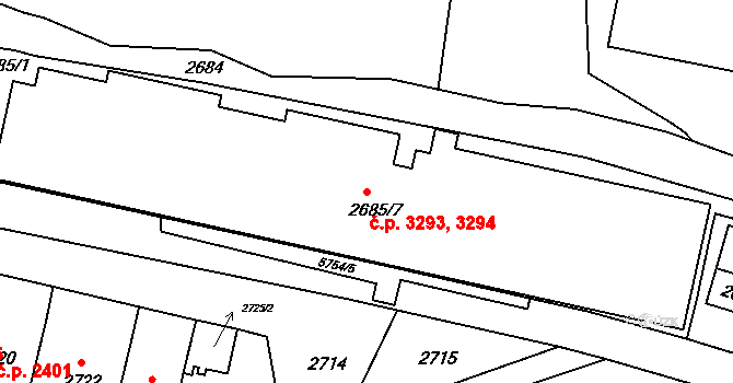 Záběhlice 3293,3294, Praha na parcele st. 2685/7 v KÚ Záběhlice, Katastrální mapa
