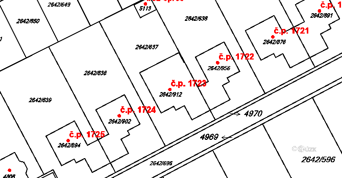 Kuřim 1723 na parcele st. 2642/912 v KÚ Kuřim, Katastrální mapa
