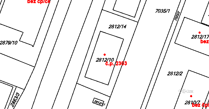 Boskovice 2303 na parcele st. 2812/10 v KÚ Boskovice, Katastrální mapa