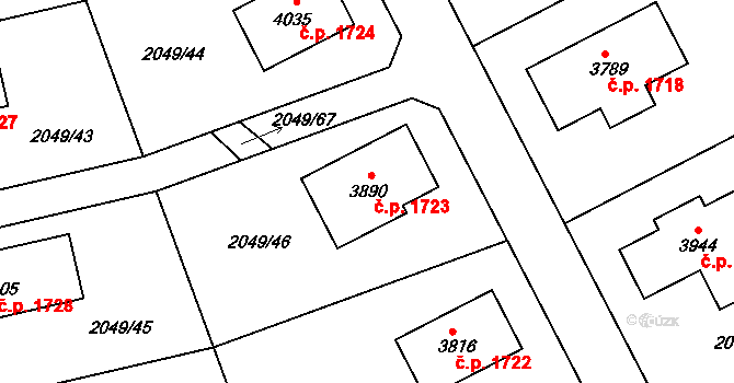 Humpolec 1723 na parcele st. 3890 v KÚ Humpolec, Katastrální mapa