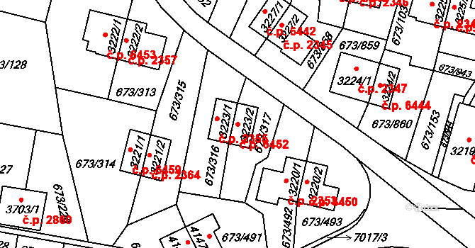 Zlín 6452 na parcele st. 3223/2 v KÚ Zlín, Katastrální mapa