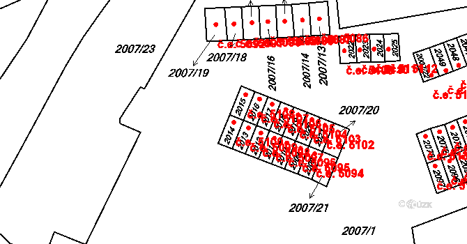 Kadaň 5100 na parcele st. 2014 v KÚ Kadaň, Katastrální mapa