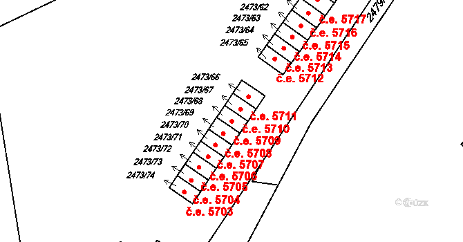 Kadaň 5709 na parcele st. 2473/68 v KÚ Kadaň, Katastrální mapa