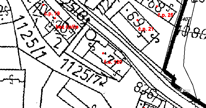 Žandov 120, Chlístovice na parcele st. 71 v KÚ Žandov, Katastrální mapa