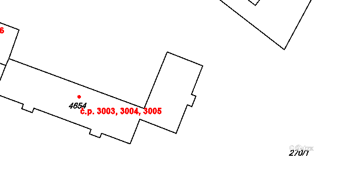 Zábřeh 3003,3004,3005, Ostrava na parcele st. 4654 v KÚ Zábřeh nad Odrou, Katastrální mapa