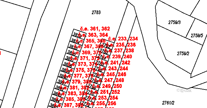 Děčín VI-Letná 237,238, Děčín na parcele st. 2764 v KÚ Podmokly, Katastrální mapa