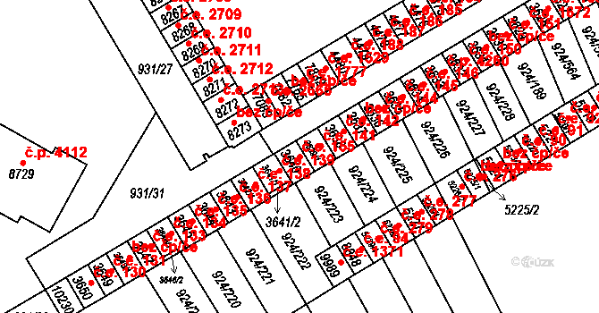 Hodonín 155 na parcele st. 3640 v KÚ Hodonín, Katastrální mapa