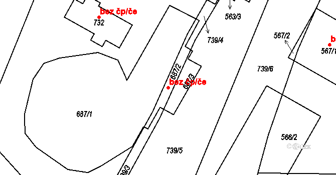 Ronov nad Doubravou 38042801 na parcele st. 687/1 v KÚ Ronov nad Doubravou, Katastrální mapa