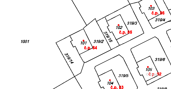 Palič 84, Lipová na parcele st. 101 v KÚ Palič, Katastrální mapa