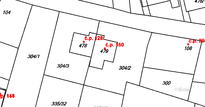 Klimentov 150, Velká Hleďsebe na parcele st. 479 v KÚ Klimentov, Katastrální mapa