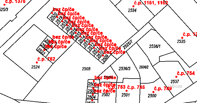Ústí nad Labem 38855801 na parcele st. 2510 v KÚ Střekov, Katastrální mapa