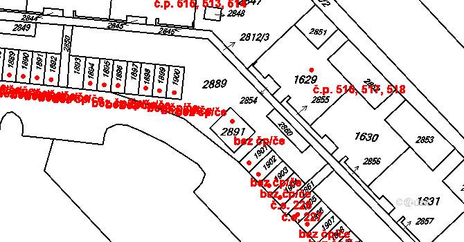 Brno 41481801 na parcele st. 2891 v KÚ Kohoutovice, Katastrální mapa