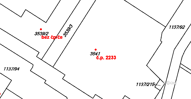 Bolevec 2233, Plzeň na parcele st. 3541 v KÚ Bolevec, Katastrální mapa