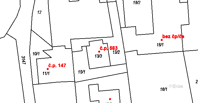 Píšť 583 na parcele st. 13/3 v KÚ Píšť, Katastrální mapa
