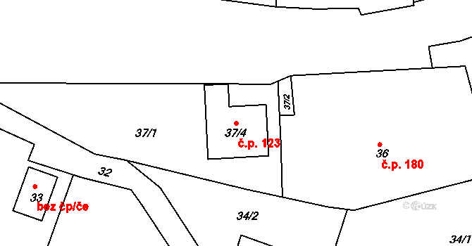 Rohov 123 na parcele st. 37/4 v KÚ Rohov, Katastrální mapa